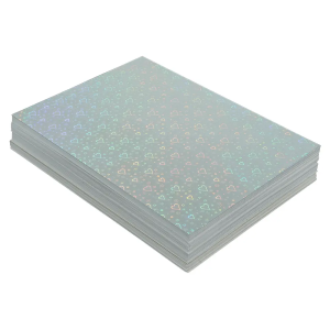 HOJAS HOLOGRADFICAS TRANSPARENETS DE LAMINACION CORAZON   A4 20 UNIDADES